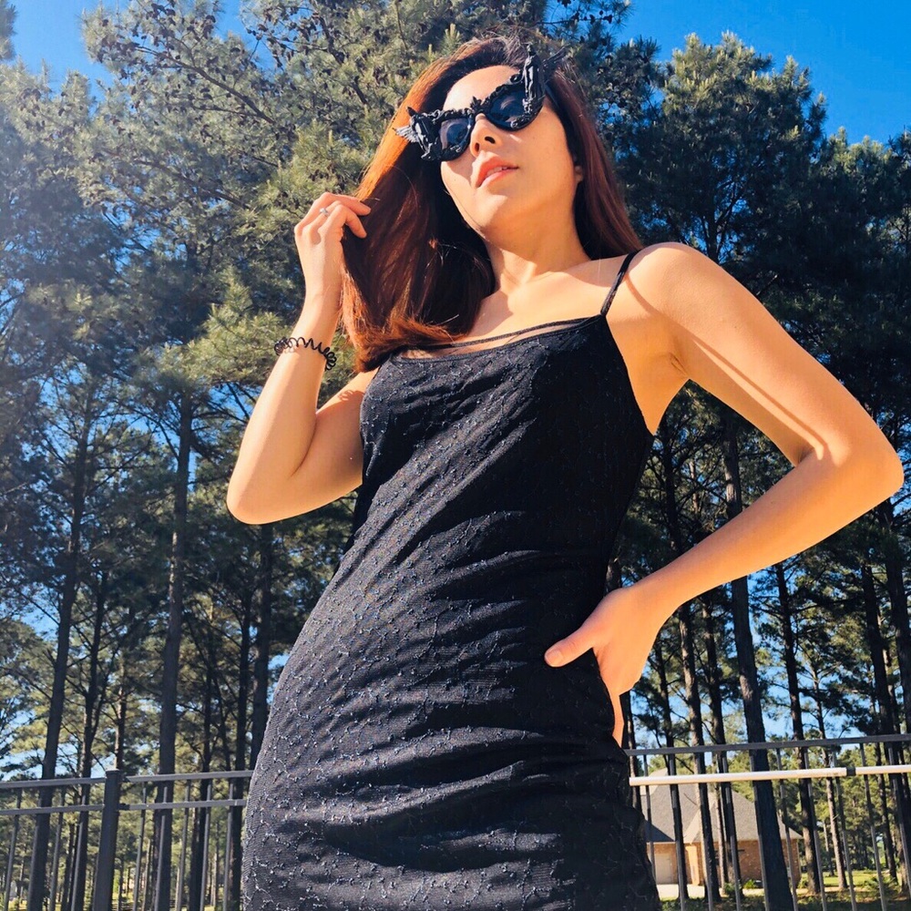 90s CHARMED MAXI DRESS W/BLACK VINES DETAILS